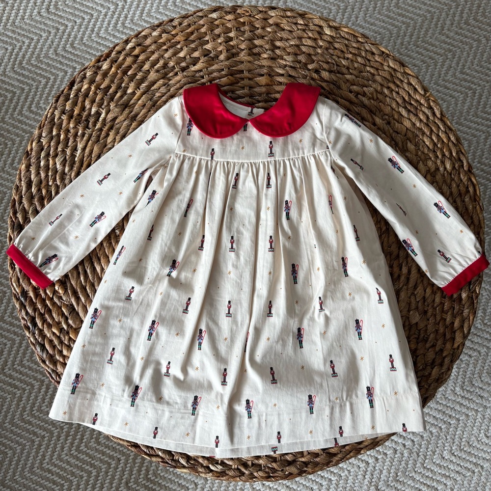 Cream Dress with Red Collar and Cuffs